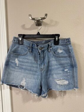 aerie Light Wash Distressed Denim Jean Shorts